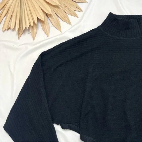 Anthropologie Pilcro Cozy Ribbed Turtleneck Batwing Pullover Black Sweater Top - Picture 5 of 9